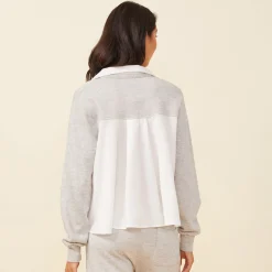 MONROW Poplin Mix Collar Sweatshirt HEATHERGREY Best Sale